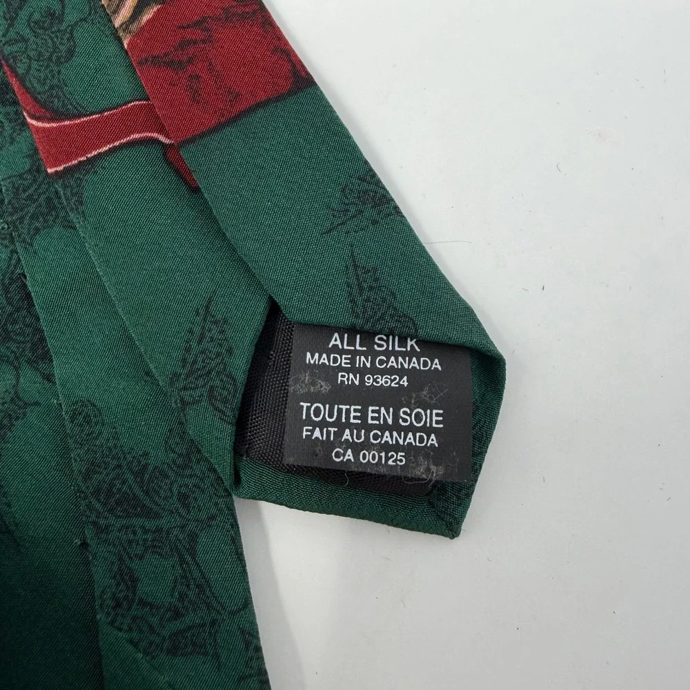 Norman Rockwell Saturday Evening Post Santa Globe Silk Christmas Tie Green Mens